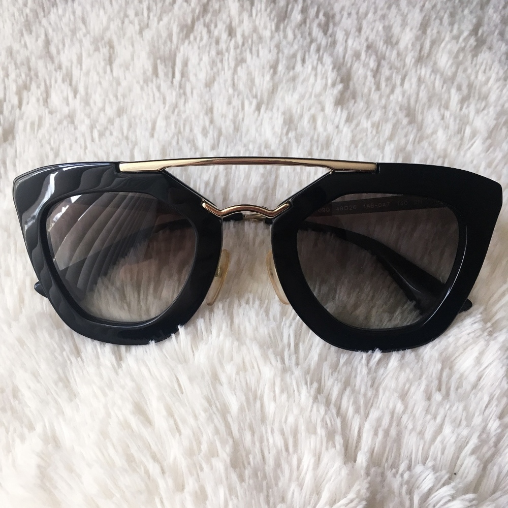 PRADA: Black+Gold SPR 09Q Cinema Sunglasses-W/Case